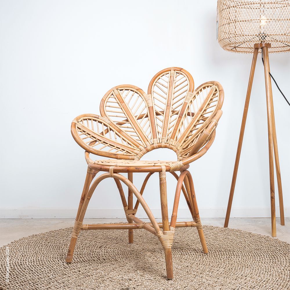 Fauteuil Paon ou Chaise Paon Rotin Naturel Bunga.