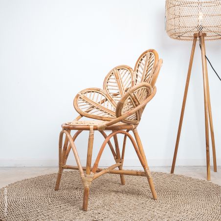 Fauteuil Paon, ou chaise Paon en rotin naturel Bunga.