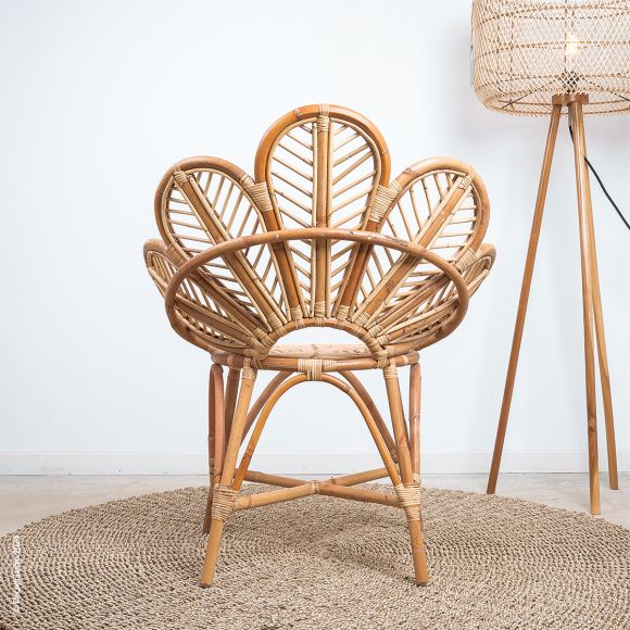 Fauteuil Paon, ou chaise Paon en rotin naturel Bunga.