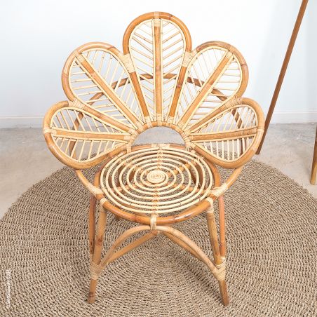 Fauteuil Paon, ou chaise Paon en rotin naturel Bunga.